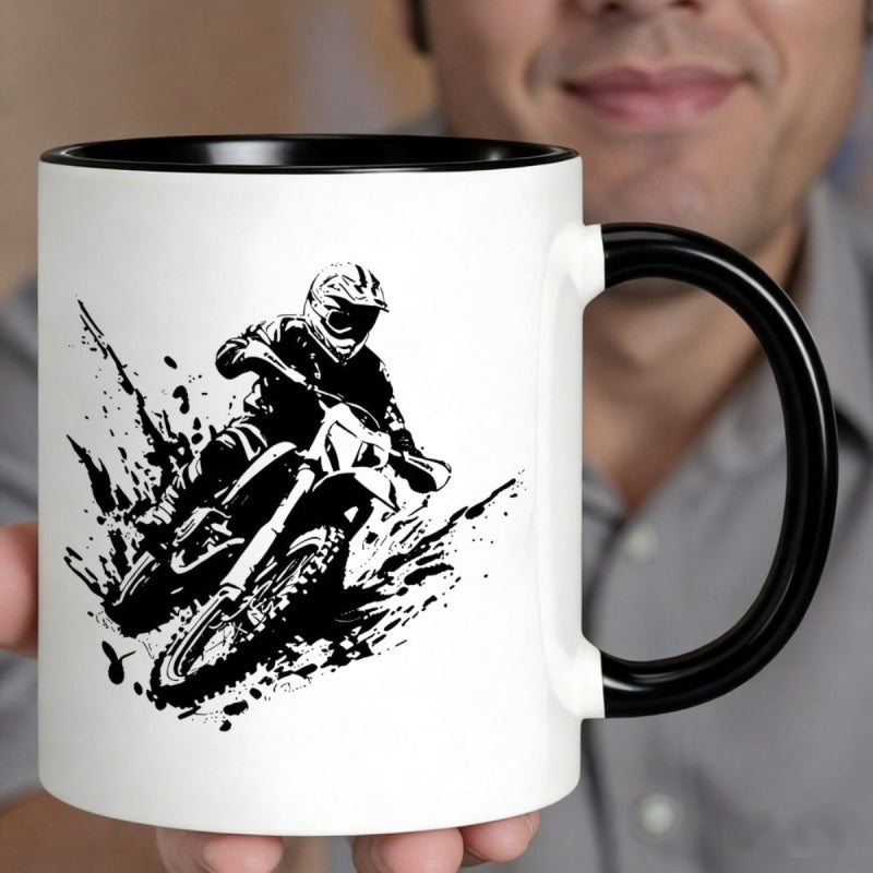 Tailorly Black Accent 11 oz Mug - minimalist black and white coffee cup