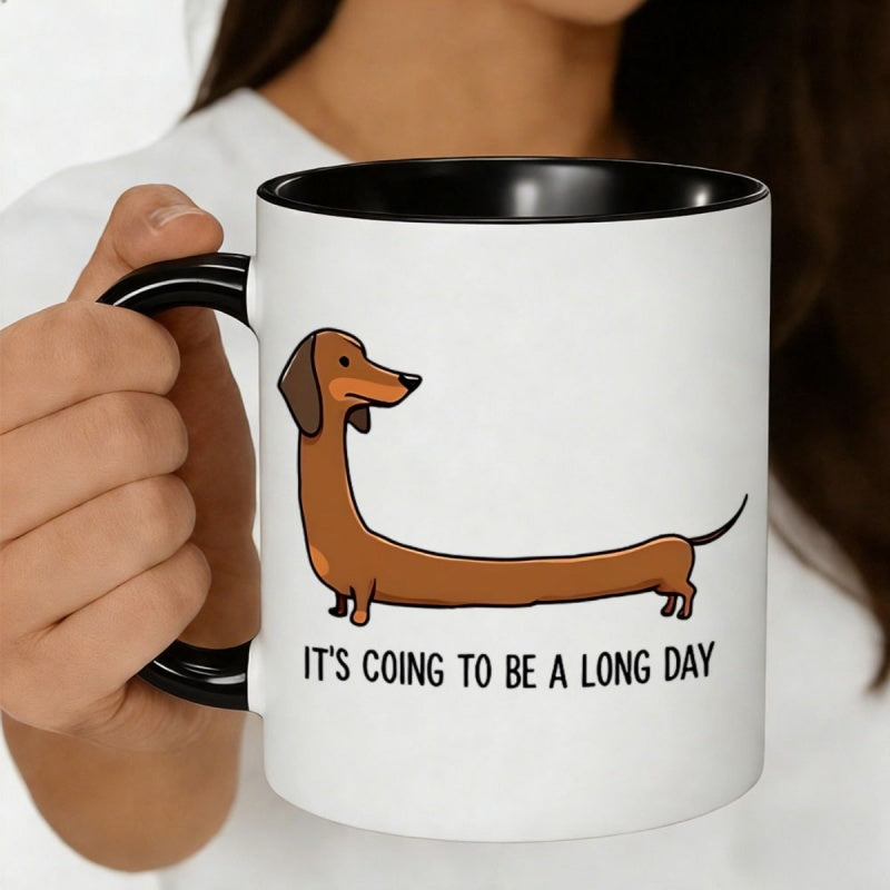 Tailorly Black Accent 11 oz Mug - long bodied dachshund