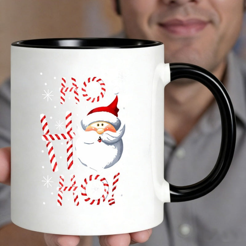 Tailorly Black Accent 11 oz Mug - santa claus candy cane