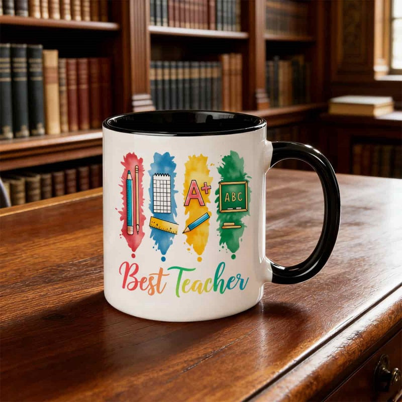 Tailorly Black Accent 11 oz Mug - vibrant designs celebrating the best teach