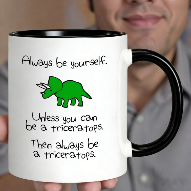 Tailorly Black Accent 11 oz Mug - triceratops coffee quote