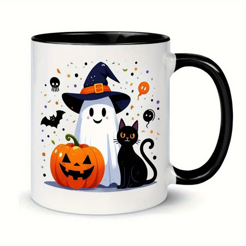 Tailorly Black Accent 11 oz Mug - witch hat pumpkin