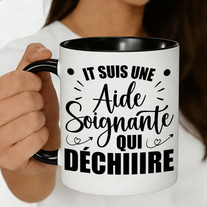 Tailorly Black Accent 11 oz Mug - "its a who rocks" text