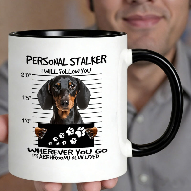 Tailorly Black Accent 11 oz Mug - dachshund with "i will" quote paw print design