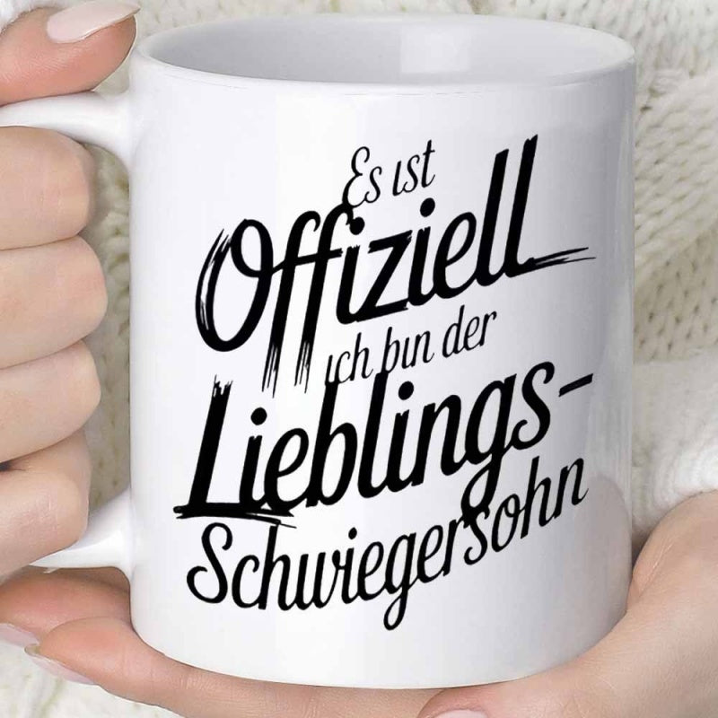 Tailorly White Ceramic 11 oz Mug - Minimalist White Ceramic Vessel Featuring Artistic Black Brush Lettering Mug