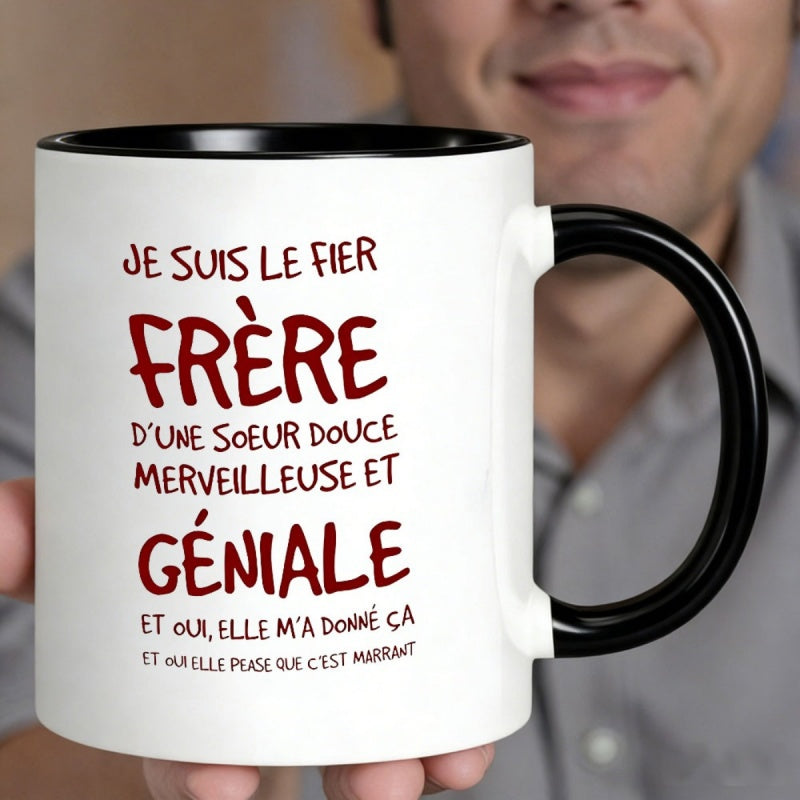 Tailorly Black Accent 11 oz Mug - french quote， red and white splatter background
