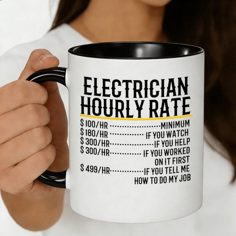 Tailorly Black Accent 11 oz Mug - humorous the rate of electricians