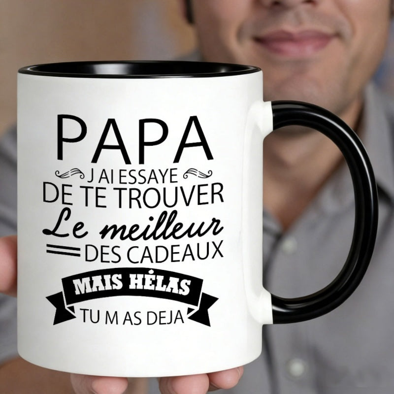 Tailorly Black Accent 11 oz Mug - ceramic coffee mug themed for dads 11oz featuring a black and fathers day birthdays home and office use reusable