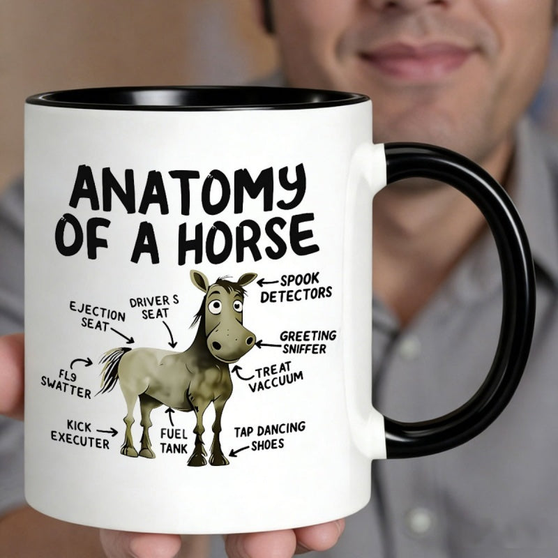 Tailorly Black Accent 11 oz Mug - horse anatomy cartoon print