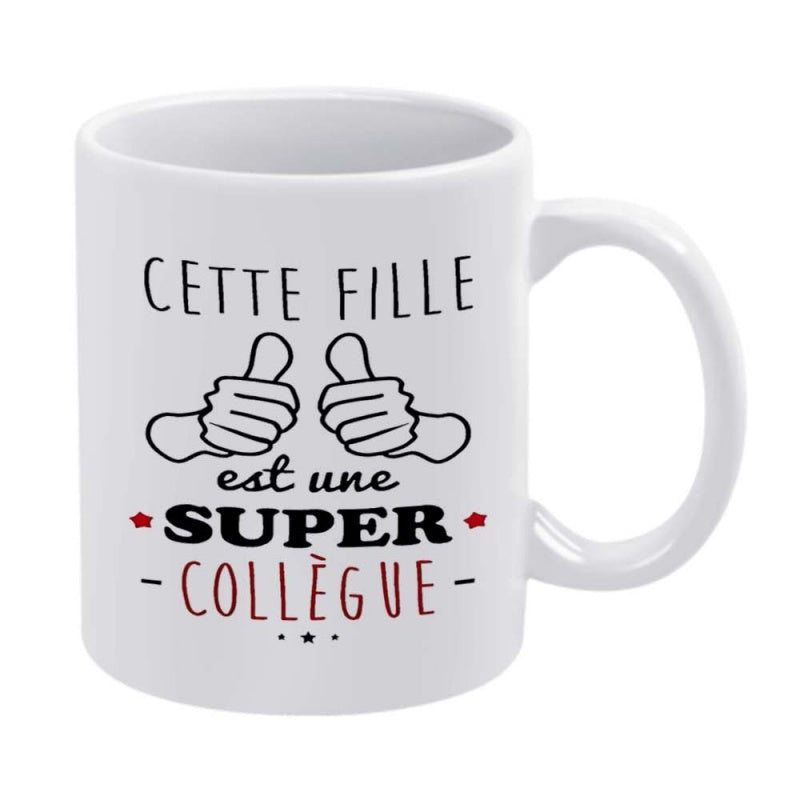 Tailorly White Ceramic 11 oz Mug - Stylized Minimalist Hand Gestures With Bold Decorative Text Among Small Stars Thumbs Up