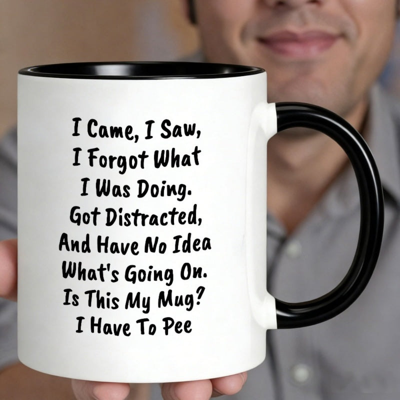Tailorly Black Accent 11 oz Mug - funny saying "i i saw i forgot" text