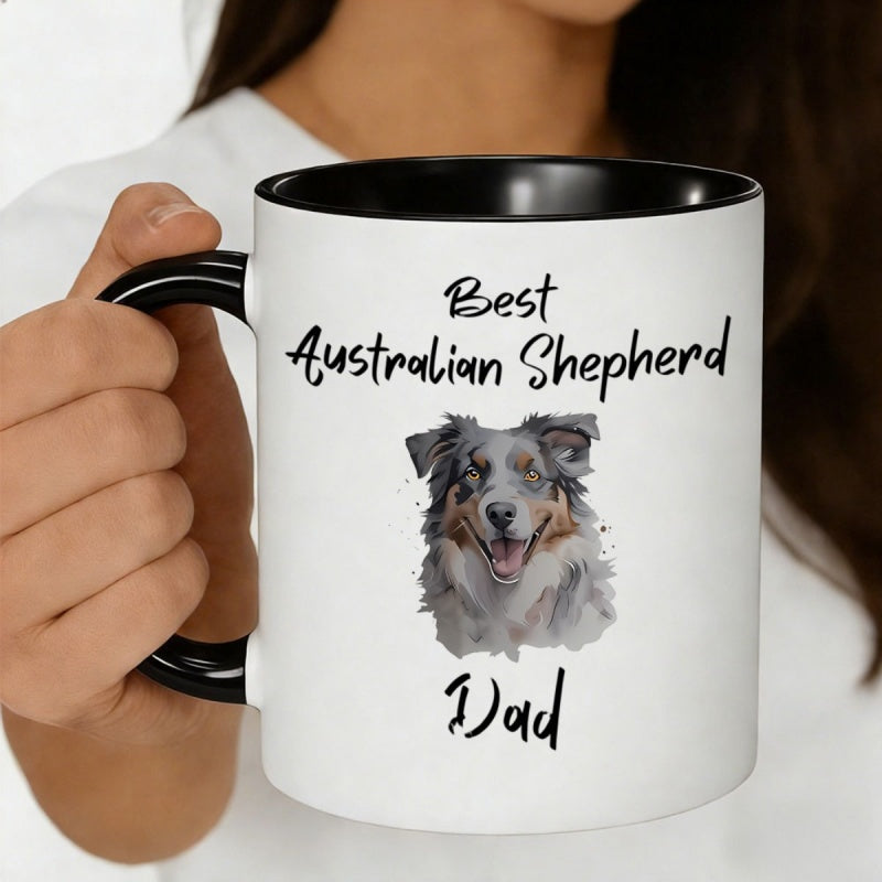 Tailorly Black Accent 11 oz Mug - best dad design stylish pet dog portrait