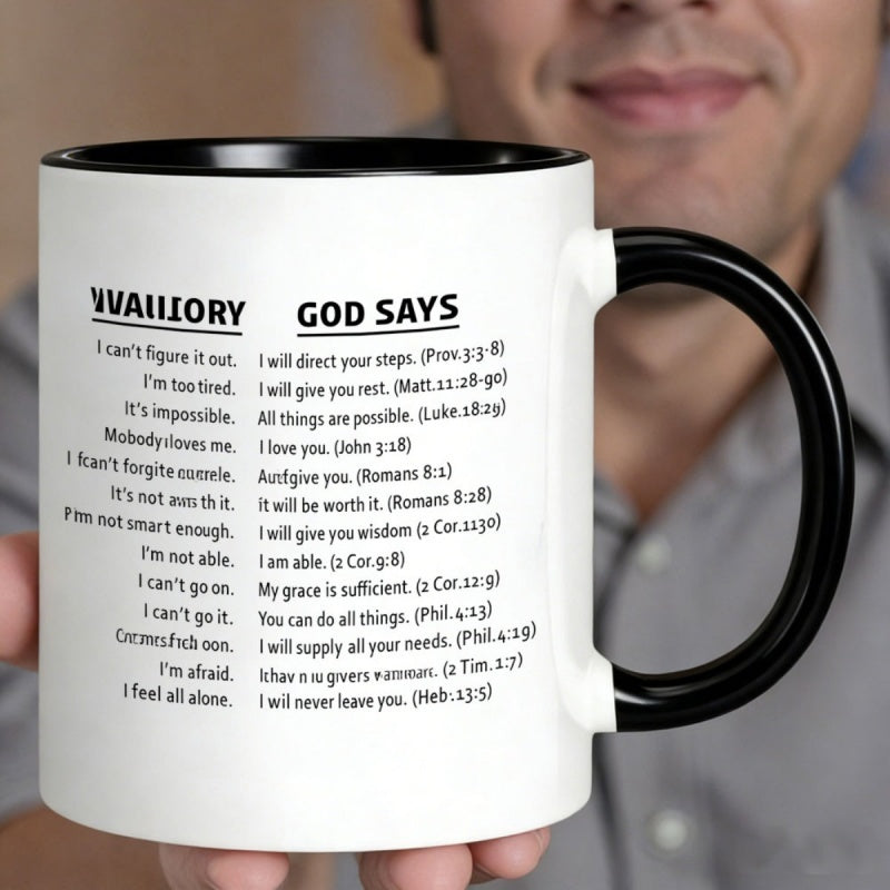 Tailorly Black Accent 11 oz Mug - god bible verse scripture quotes positive affirmations