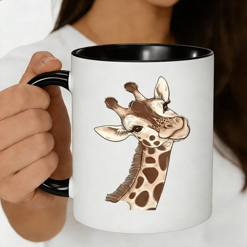Tailorly Black Accent 11 oz Mug - cute cartoon giraffe