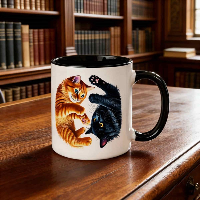 Tailorly Black Accent 11 oz Mug - cute orange black kitten