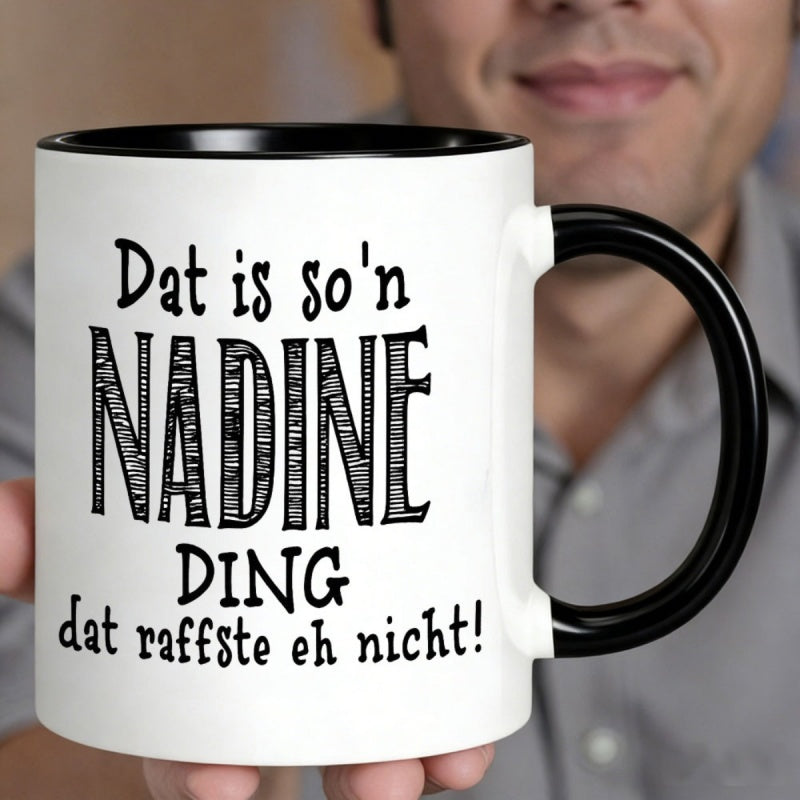 Tailorly Black Accent 11 oz Mug - zebra striped letter