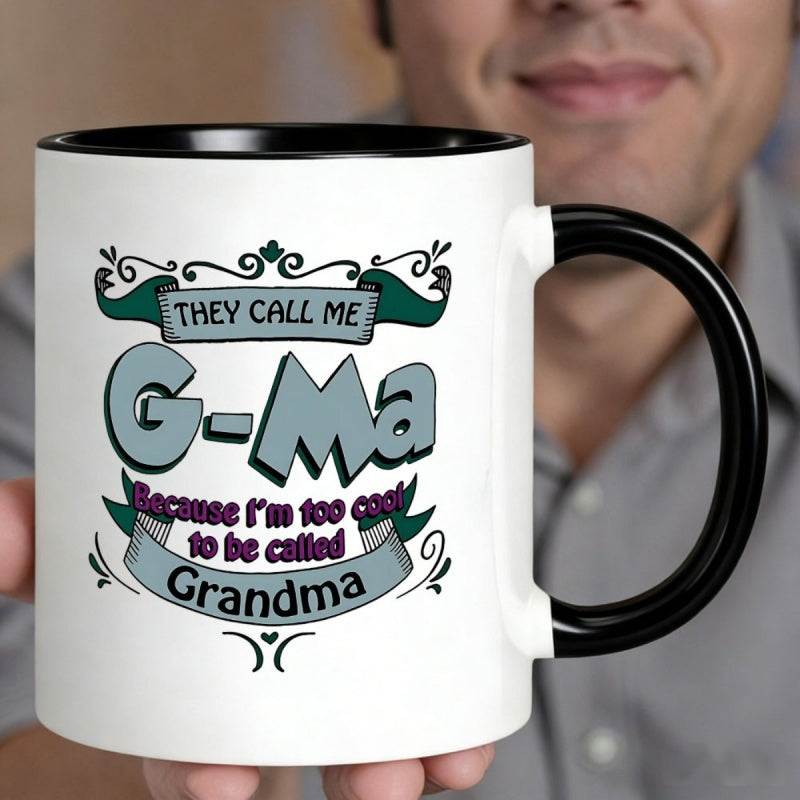 Tailorly Black Accent 11 oz Mug - "g ma im to be grandma" text design