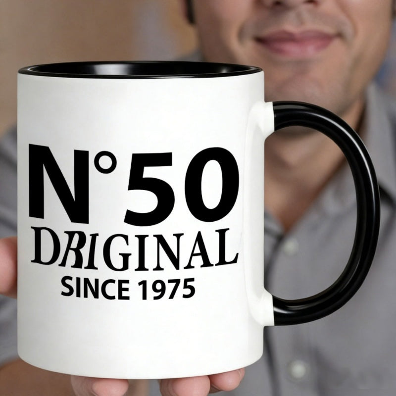 Tailorly Black Accent 11 oz Mug - 1pc n50 original ceramic coffee mug white design 11oz coffee cup for retro enthusiastsideal for coffee tea
