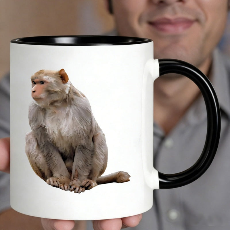 Tailorly Black Accent 11 oz Mug - a cute monkey