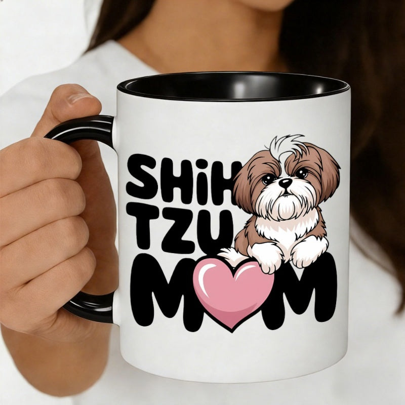 Tailorly Black Accent 11 oz Mug - cartoon shih tzu
