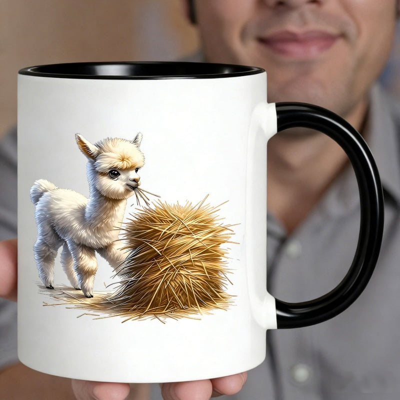 Tailorly Black Accent 11 oz Mug - adorable llama