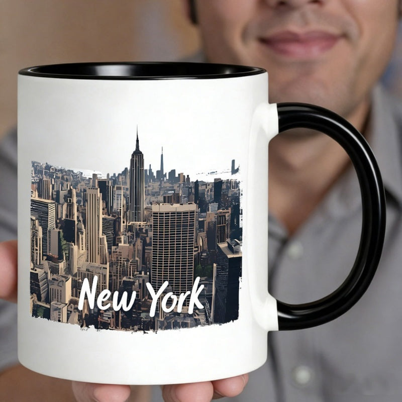 Tailorly Black Accent 11 oz Mug - artistic cityscape print