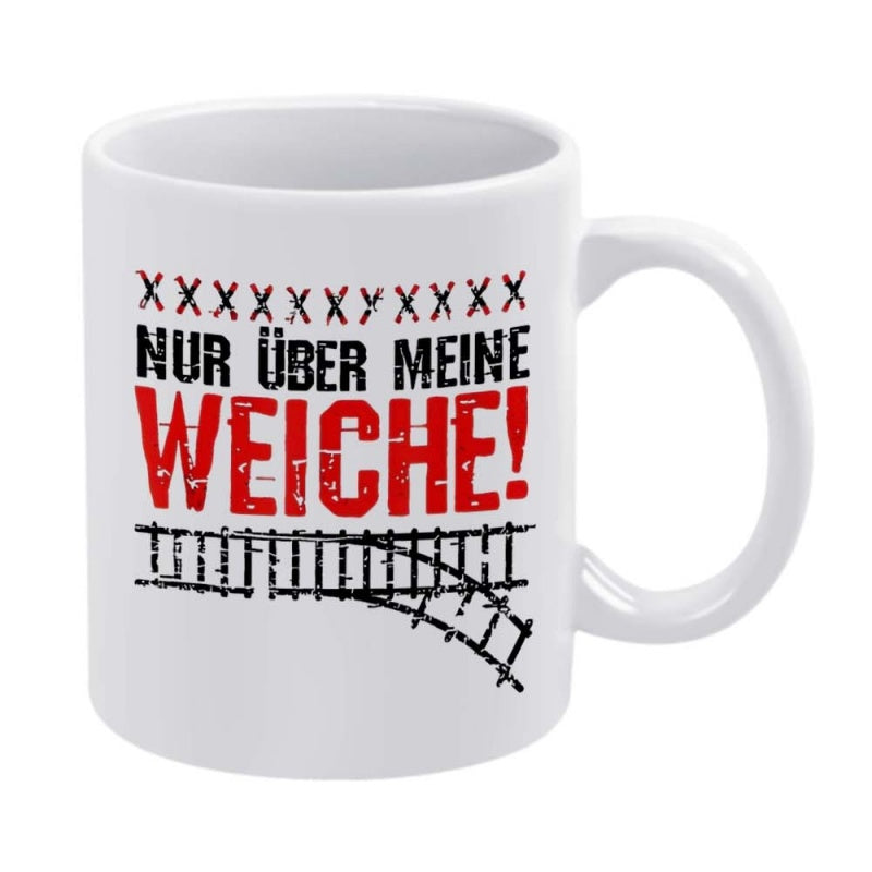 Tailorly White Ceramic 11 oz Mug - Vintage Distressed Railway Design Featuring Industrial Metal Switch On Curved Path Track