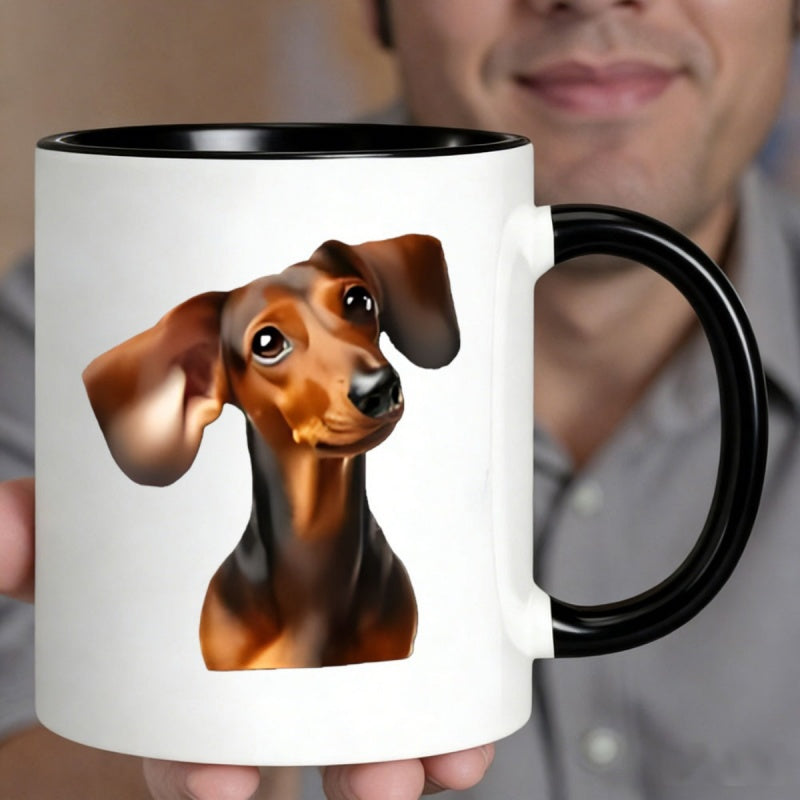 Tailorly Black Accent 11 oz Mug - realistic dachshund portrait