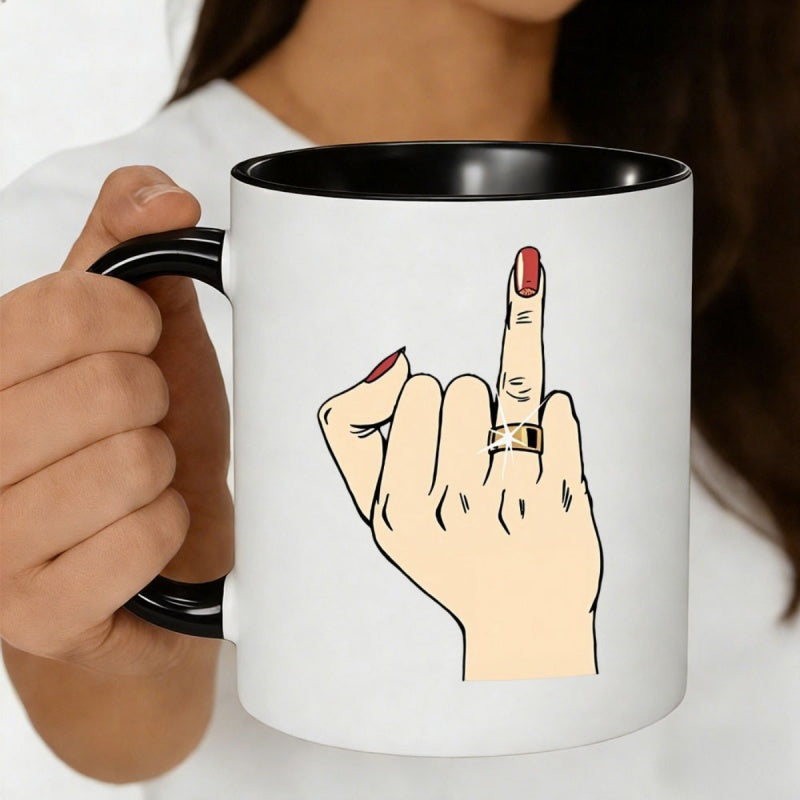 Tailorly Black Accent 11 oz Mug - hand with red nail