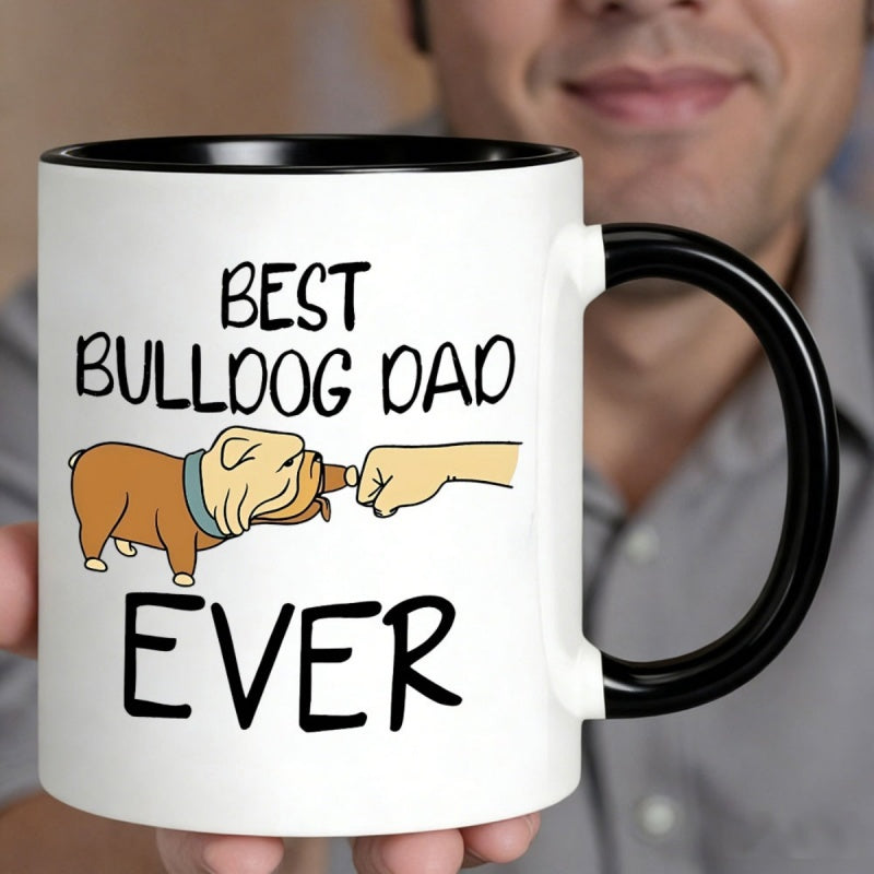 Tailorly Black Accent 11 oz Mug - cartoon bulldog bump design