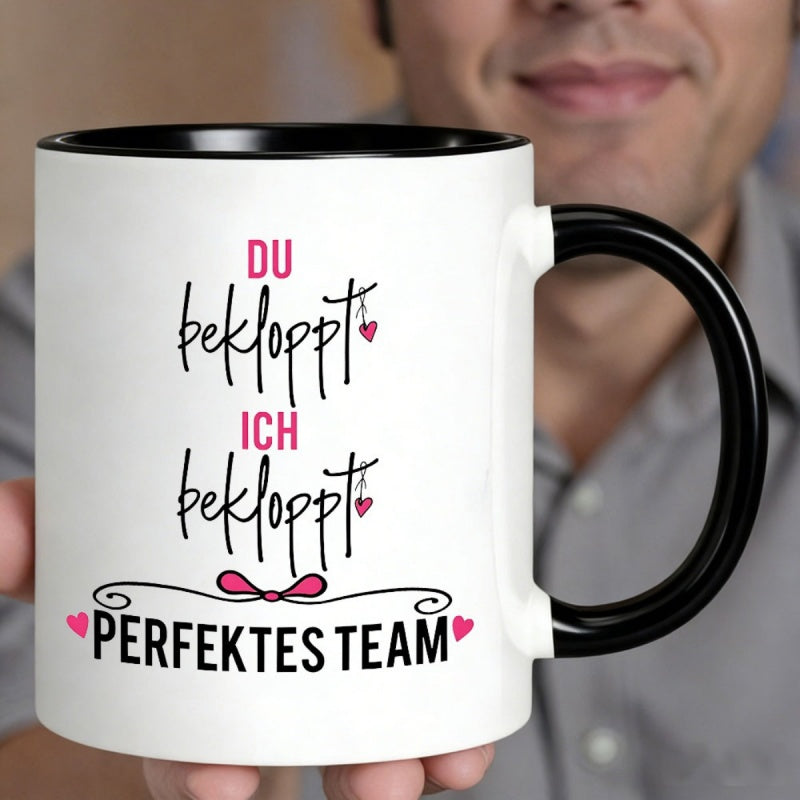 Tailorly Black Accent 11 oz Mug - du bekloppt ich bekloppt