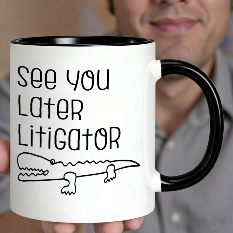 Tailorly Black Accent 11 oz Mug - crocodile silhouette