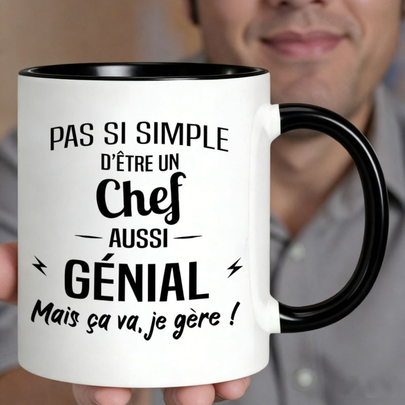 Tailorly Black Accent 11 oz Mug - french text "pas d'être un chef mais ça va je gère"