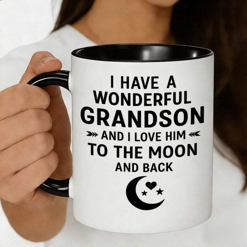 Tailorly Black Accent 11 oz Mug - i have a wonderful grandson and i love him text