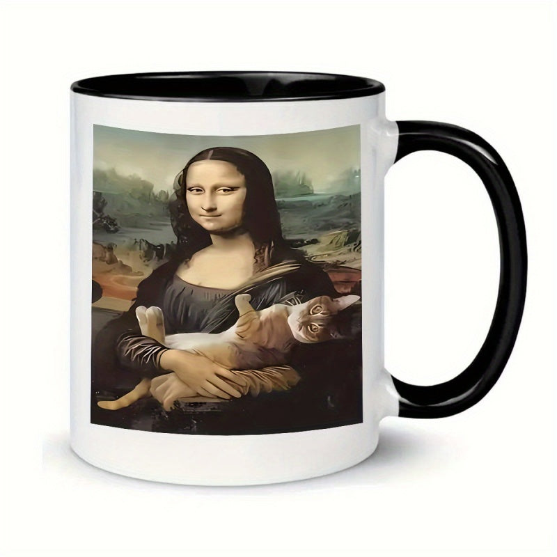 Tailorly Black Accent 11 oz Mug - an 11 ounce printed ceramic travel mug suitable for hot and cold beverages hand washed or machine washed reusable