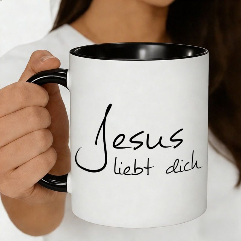 Tailorly Black Accent 11 oz Mug - liebt dich 11oz ceramic coffee muggerman you script designchristian inspired mug for coffee loversreligious gift for