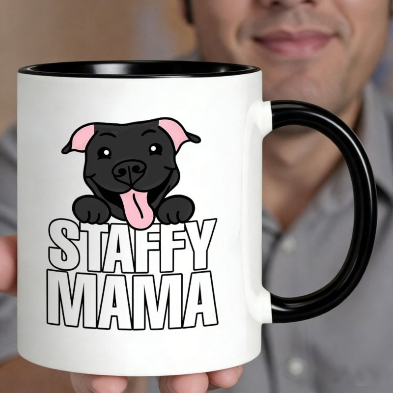 Tailorly Black Accent 11 oz Mug - cute black dog mama text