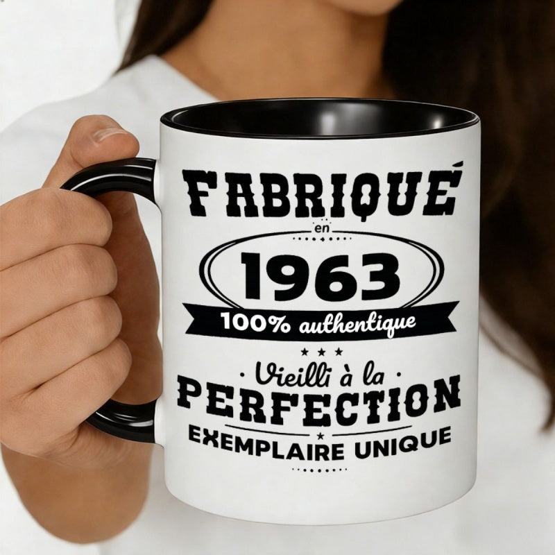 Tailorly Black Accent 11 oz Mug - french vintage design from 1963 100 authentic perfectly aged and fans of retro