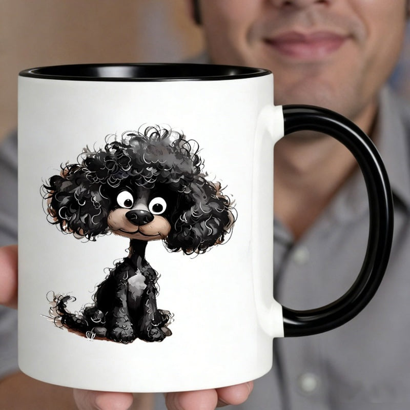 Tailorly Black Accent 11 oz Mug - cute cartoon black poodle