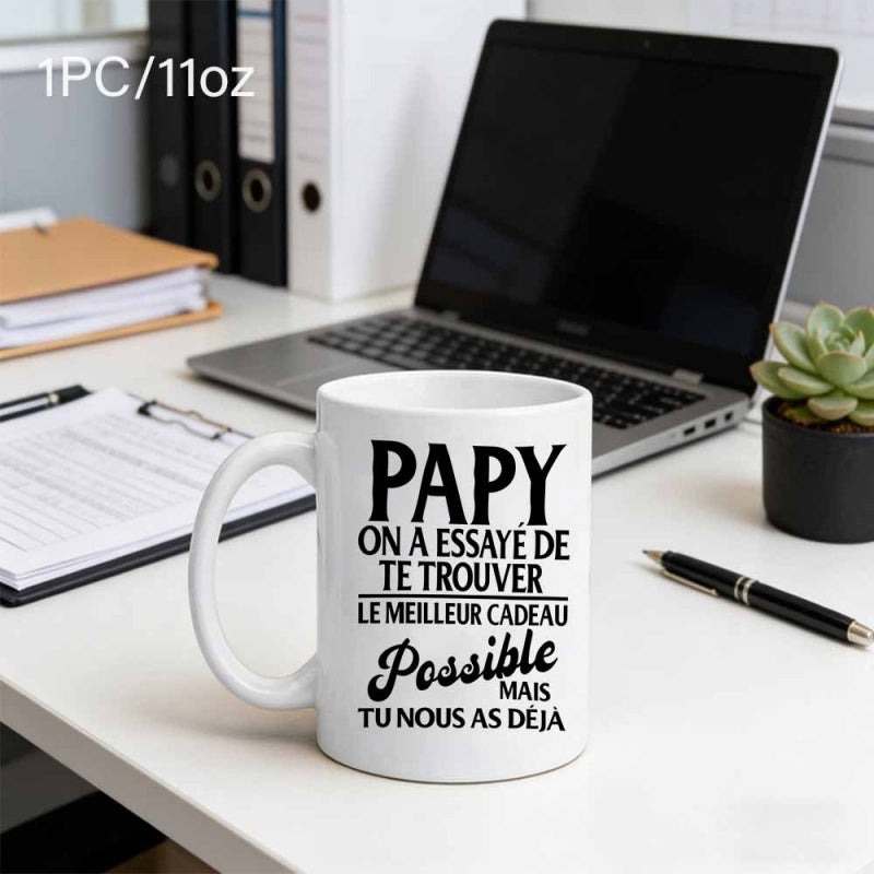 Tailorly White Ceramic 11 oz Mug - Minimalist White Ceramic Coffee Vessel Standing On A Clean Desk Mug