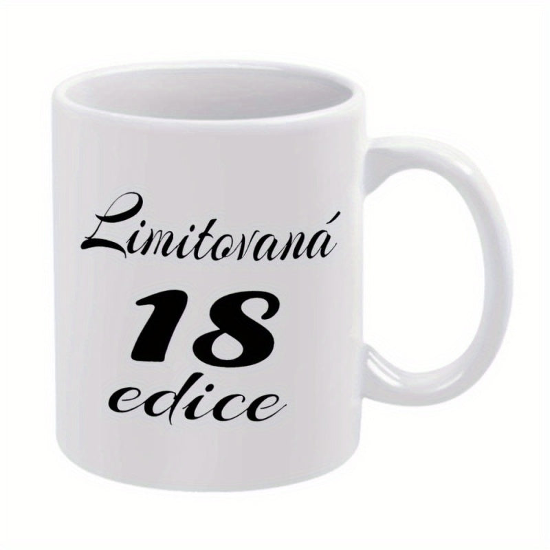 Tailorly White Ceramic 11 oz Mug - Minimalist White Ceramic Vessel Featuring Bold Black Lettering For Anniversary Celebration Mug