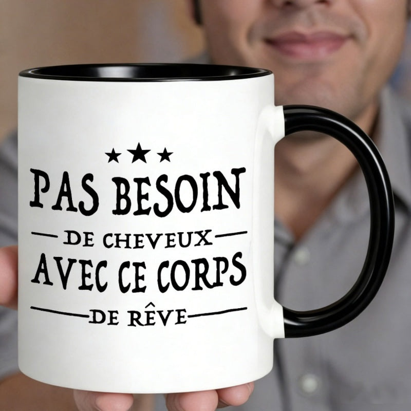 Tailorly Black Accent 11 oz Mug - black french quote pas besoin de cheveux avec ce corps de
