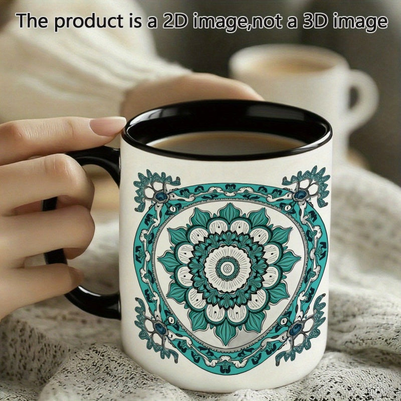 Tailorly Black Accent 11 oz Mug - 1pc cute and durable mug 11oz printed ceramic ideal for halloween christmas birthday gifts anniversary gifts hot cold