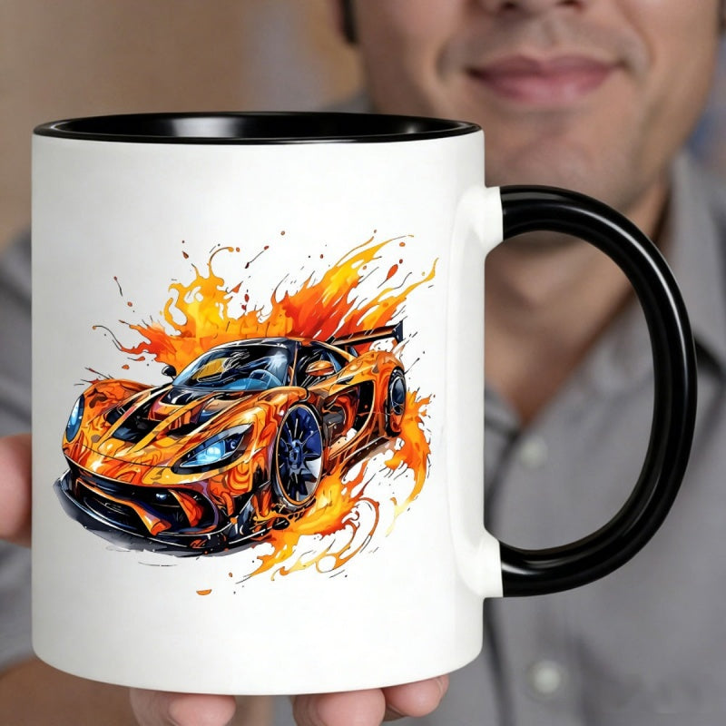 Tailorly Black Accent 11 oz Mug - flame design
