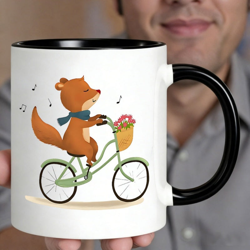 Tailorly Black Accent 11 oz Mug - adorable fox cartoon design