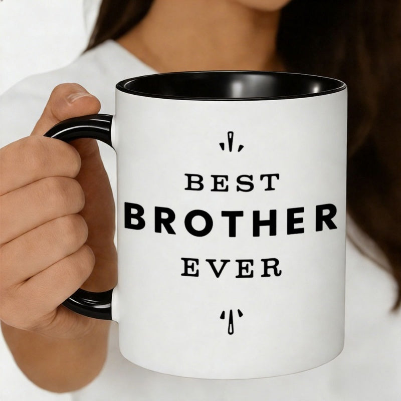 Tailorly Black Accent 11 oz Mug - text: "mug for the best for brother"