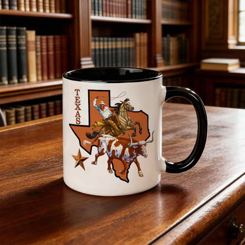 Tailorly Black Accent 11 oz Mug - vibrant cowboy
