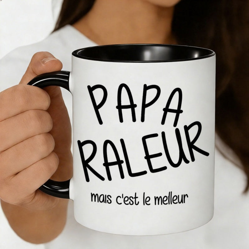 Tailorly Black Accent 11 oz Mug - papa raleur coffee text
