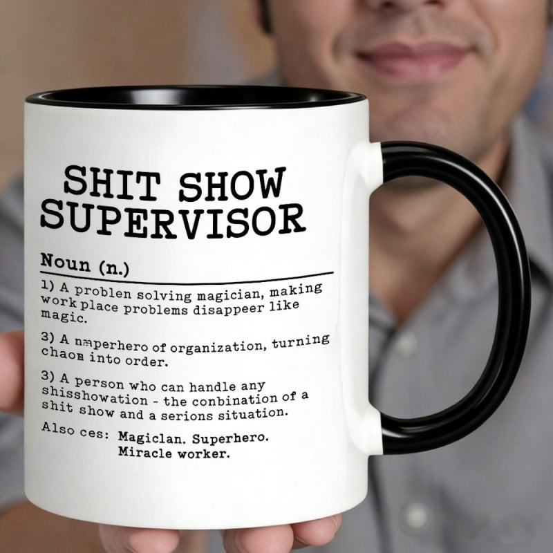 Tailorly Black Accent 11 oz Mug - show supervisor white text