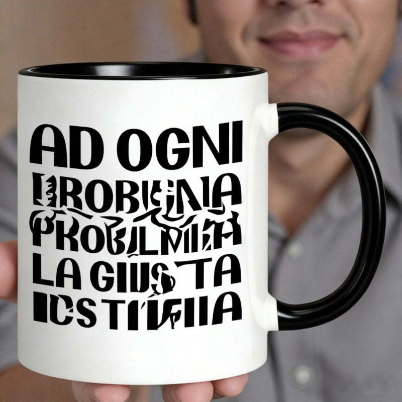 Tailorly Black Accent 11 oz Mug - text pattern abstract alphabet art